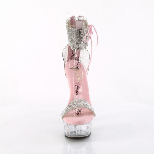 Product image of Pleaser DELIGHT-627RS Clr-B. Pink/Clr 6 Inch Heel 1 3/4 Inch PF Ankle Cuff Sandal w/RS Back Zip