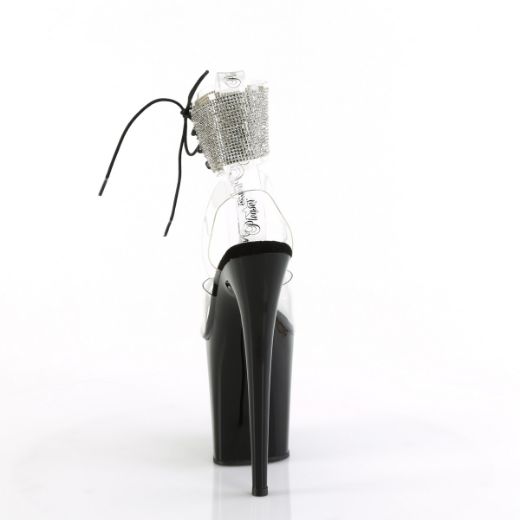 Product image of Pleaser FLAMINGO-891-2RS Clr/Blk 8 Inch Heel 4 Inch PF Rhinestoned Ankle Cuff Sandal