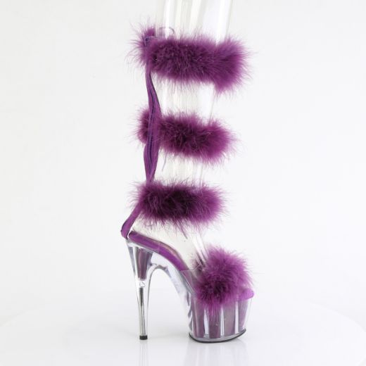 Product image of Pleaser ADORE-728F Clr-Purple Fur/M 7 Inch Heel 2 3/4 Inch PF Marabou Fur Sandal Back Zip