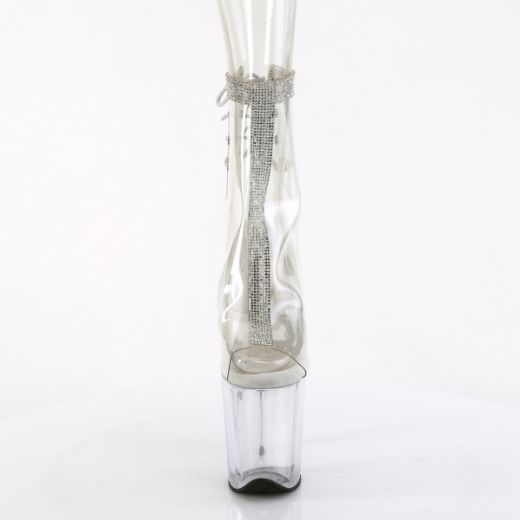 Product image of Pleaser FLAMINGO-1018C-2RS Clr-RS/Clr 8 Inch Heel 4 Inch PF Open Toe/Heel Ankle Boot w/RS