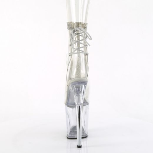 Product image of Pleaser FLAMINGO-1018C-2RS Clr-RS/Clr 8 Inch Heel 4 Inch PF Open Toe/Heel Ankle Boot w/RS