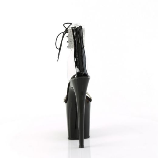 Product image of Pleaser FLAMINGO-827RS Clr-Blk/Blk 8 Inch Heel 4 Inch PF Ankle Cuff Sandal w/RS Back Zip