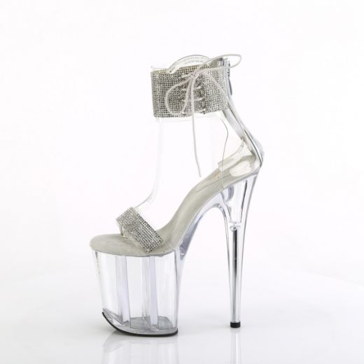Product image of Pleaser FLAMINGO-827RS Clr-Slv/Clr 8 Inch Heel 4 Inch PF Ankle Cuff Sandal w/RS Back Zip