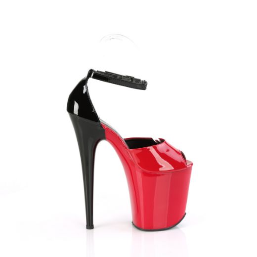 Product image of Pleaser FLAMINGO-868 Red-Blk Pat/Red-Blk 8 Inch Heel 4 Inch PF Close Back Ankle Strap Sandal