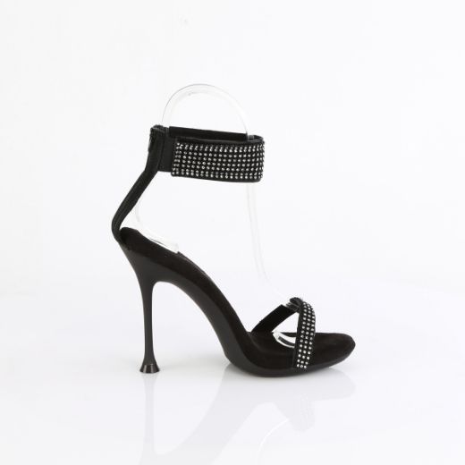 Product image of Fabulicious CUPID-440 Blk Faux Leather-RS/Blk 4 1/2 Inch Heel 2/5 Inch PF Ankle Strap Sandal w/RS