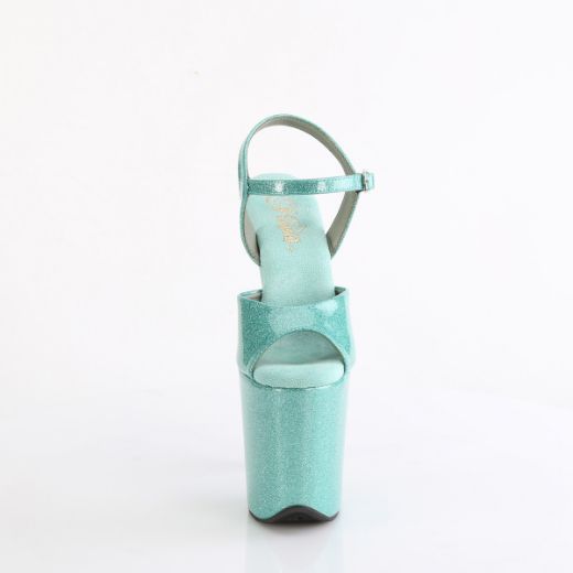 Product image of Pleaser FLAMINGO-809GP Aqua Glitter Pat/M 8 Inch Heel 4 Inch PF Ankle Strap Sandal