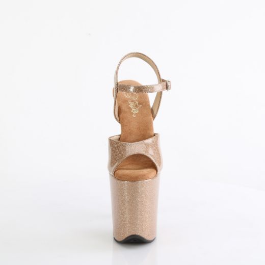 Product image of Pleaser FLAMINGO-809GP Gold Glitter Pat/M 8 Inch Heel 4 Inch PF Ankle Strap Sandal