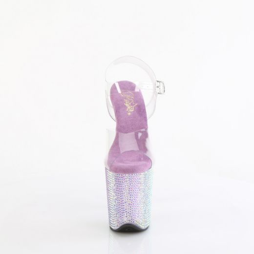 Product image of Pleaser BEJEWELED-808RRS Clr/Lavender RS 8 Inch Heel 4 Inch PF Ankle Strap Sandal w/ Resin RS