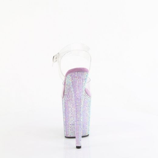 Product image of Pleaser BEJEWELED-808RRS Clr/Lavender RS 8 Inch Heel 4 Inch PF Ankle Strap Sandal w/ Resin RS