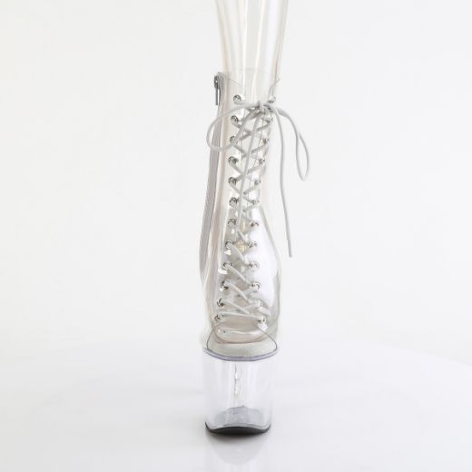 Product image of Pleaser BLISS-1016C Clr/Clr 7 Inch Beaded Heel 3 1/4 Inch PF Open Toe/Heel Lace-Up Ankle Boot