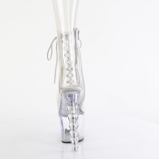 Product image of Pleaser BLISS-1016C Clr/Clr 7 Inch Beaded Heel 3 1/4 Inch PF Open Toe/Heel Lace-Up Ankle Boot