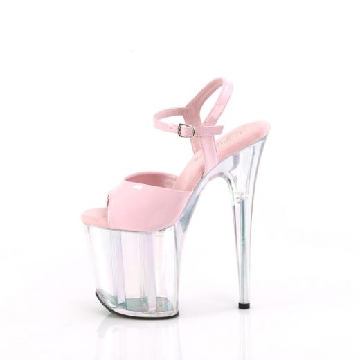 Product image of Pleaser FLAMINGO-809HT B. Pink Holo Pat/Holo Tinted 8 Inch Heel 4 Inch Holo Tinted PF Ankle Strap Sandal