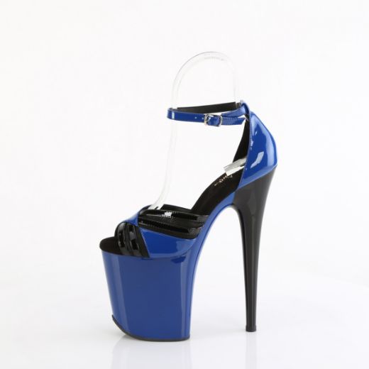Product image of Pleaser FLAMINGO-884 Royal Blue-Blk/Royal Blue-Blk 8 Inch Heel 4 Inch PF Two Tone Close Back Ankle Strap Sandal