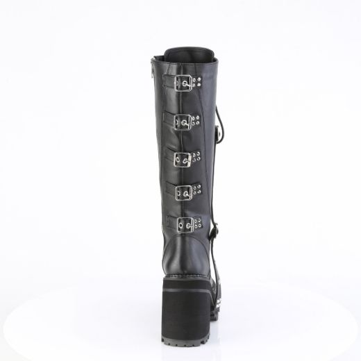 Product image of Demoniacult ASSAULT-218 Blk Vegan Leather 4 3/4 Inch Heel 2 1/4 Inch PF Lace-Up Knee High Boot Inside Zip