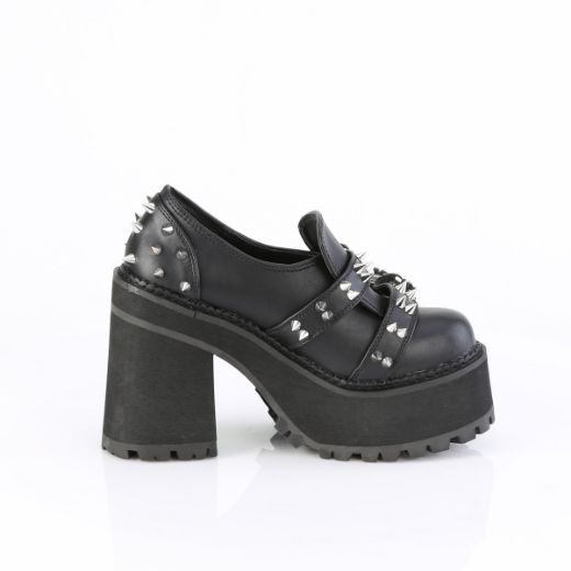 Product image of Demoniacult ASSAULT-38 Blk Vegan Leather 4 3/4 Inch Heel 2 1/4 Inch PF Loafer