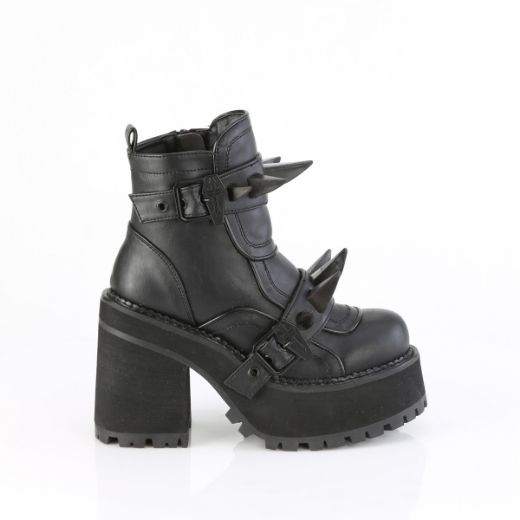 Product image of Demoniacult ASSAULT-72 Blk Vegan Leather 4 3/4 Inch Heel 2 1/4 Inch PF Ankle Boot Inside Zip