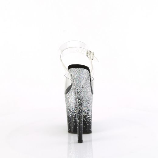 Product image of Pleaser FLAMINGO-808SS Clr/Blk-Slv Multi Glitter 8 Inch Heel 4 Inch PF Ankle Strap Sandal