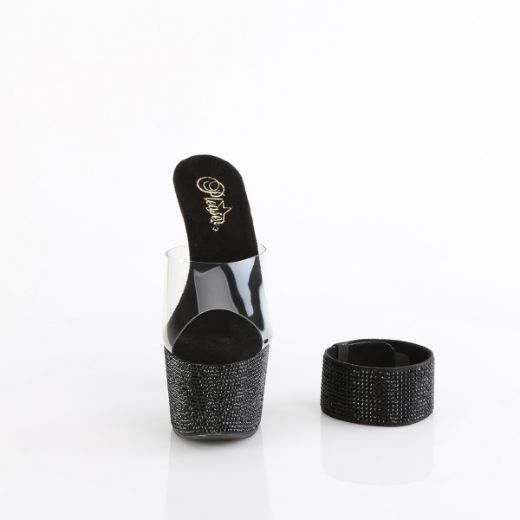 Product image of Pleaser BEJEWELED-712RS Clr/Blk RS 7 Inch Heel 2 3/4 Inch PF RS Embellished Slide w/Matching Cuff