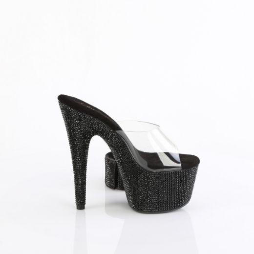 Product image of Pleaser BEJEWELED-712RS Clr/Blk RS 7 Inch Heel 2 3/4 Inch PF RS Embellished Slide w/Matching Cuff