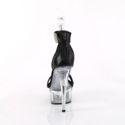 Product image of Pleaser DELIGHT-641 Blk Shimmery Fabric/Clr 6 Inch Heel 1 3/4 Inch PF Rhinestoned Close Back Sandal Back Zip