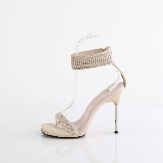 Product image of Fabulicious CHIC-40 Tan Faux Leather-RS/Tan 4 1/2 Inch Heel 1/4 Inch PF Ankle Strap Sandal w/RS Back Zip