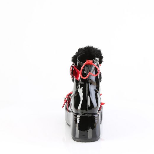 Product image of Demoniacult CUBBY-57 Blk Pat-Red PVC 2 3/4 Inch Platform Ankle Boot Inside Zip