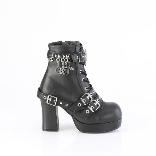 Product image of Demoniacult GOTHIKA-66 Blk Vegan Leather 3 3/4 Inch Heel 1 1/4 Inch PF Lace-Up  Mid-Calf Boot Inside Zip