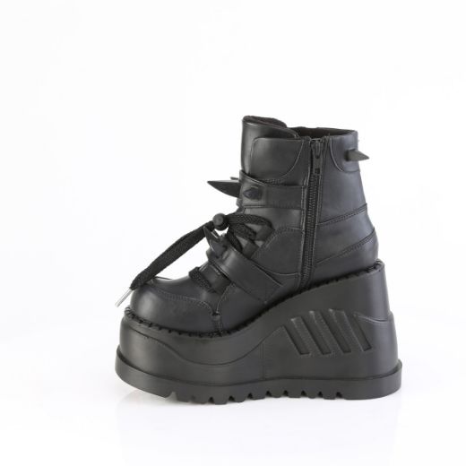 Product image of Demoniacult STOMP-60 Blk Vegan Leather 4 3/4 Inch Wedge PF Lace-Up Ankle Boot Inside Zip