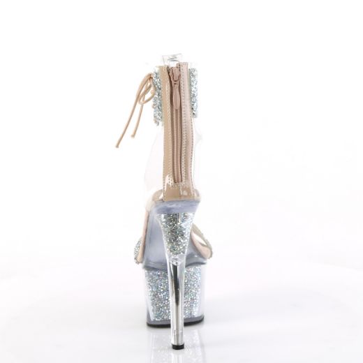 Product image of Pleaser SKY-327RSI Slv Multi RS-Nude/Slv RS 7 Inch Heel 2 3/4 Inch PF Ankle Cuff Sandal w/RS Back Zip