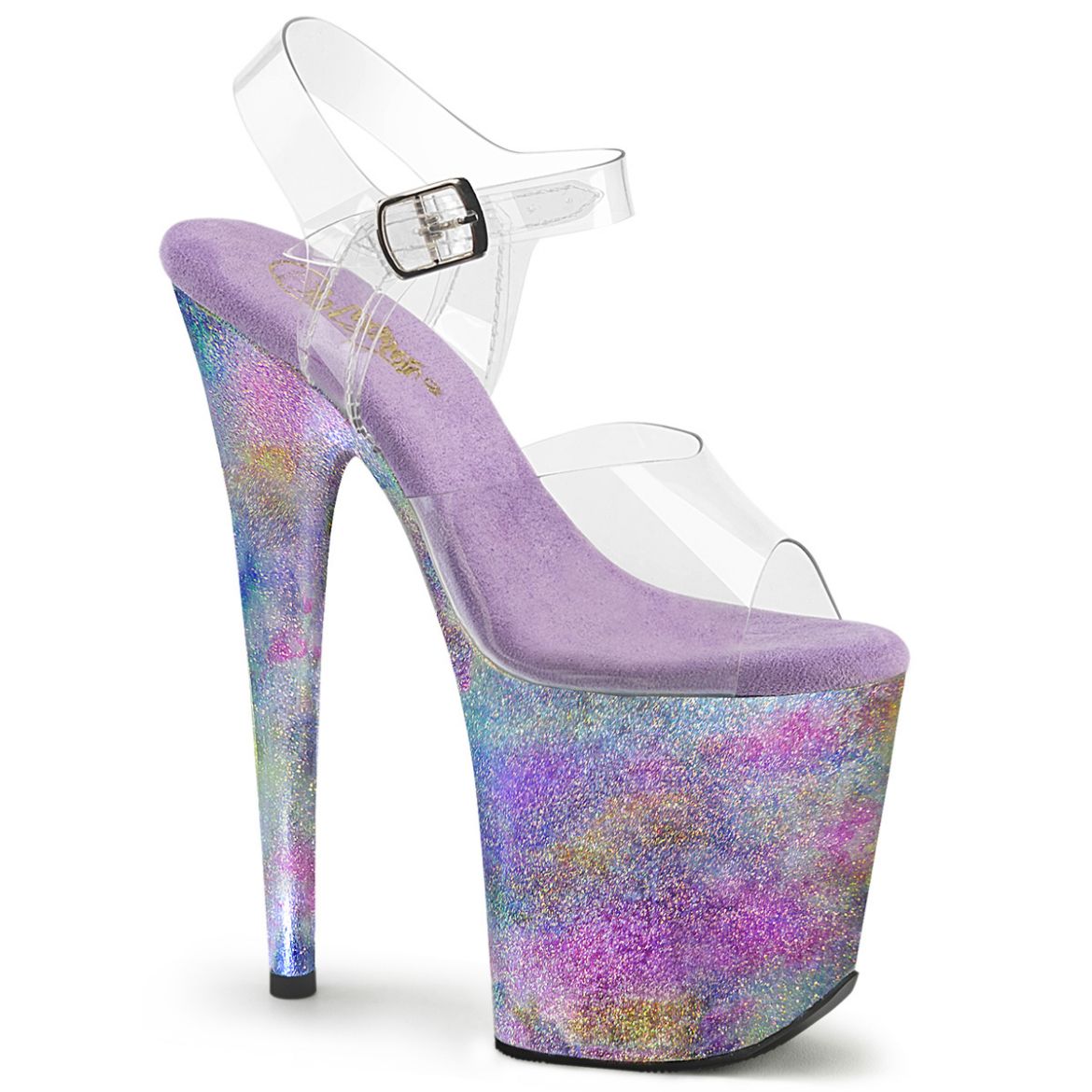 Product image of Pleaser FLAMINGO-808NEB Clr/Lavender Multi Metallic 8 Inch Heel 4 Inch PF Ankle Strap Sandal