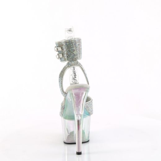 Product image of Pleaser ADORE-791HTRS Slv AB RS-TPU/Holo Tinted 7 Inch Heel 2 3/4 Inch PF Ankle Cuff Sandal w/RS