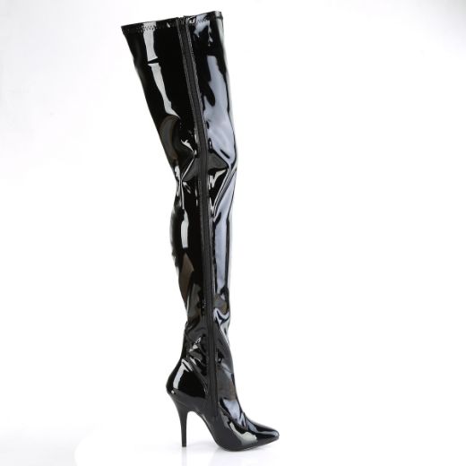 Product image of Pleaser SEDUCE-4000 Blk Str Pat 5 Inch Heel Stretch Crotch Boot Side Zip