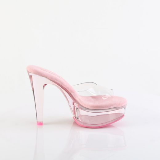 Product image of Fabulicious MARTINI-501 Clr-B. Pink/B. Pink Tinted 5 Inch Heel 1 3/4 Inch PF Slide