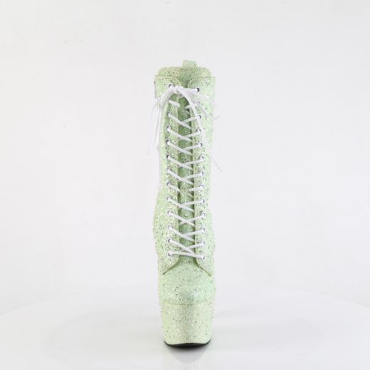 Product image of Pleaser ADORE-1040GR Mint Multi Glitters/Matching 7 Inch Heel 2 3/4 Inch PF Lace-Up Front Ankle Boot Side Zip