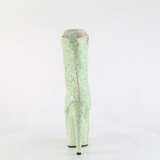 Product image of Pleaser ADORE-1040GR Mint Multi Glitters/Matching 7 Inch Heel 2 3/4 Inch PF Lace-Up Front Ankle Boot Side Zip