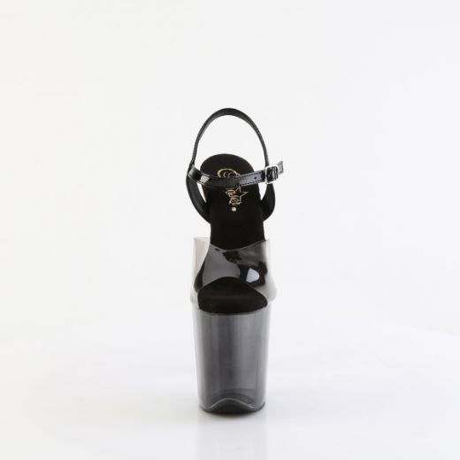 Product image of Pleaser FLAMINGO-808T-1 Smoke-Blk/Blk-Clr Ombre 8 Inch Heel  4 Inch PF Ombre Ankle Strap Sandal