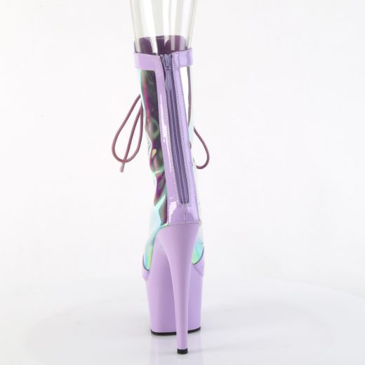 Product image of Pleaser ADORE-1047 Lavender Pat-Holo/Lavender 7 Inch Heel 2 3/4 Inch PF Lace-Up Front Anke Boot Back Zip