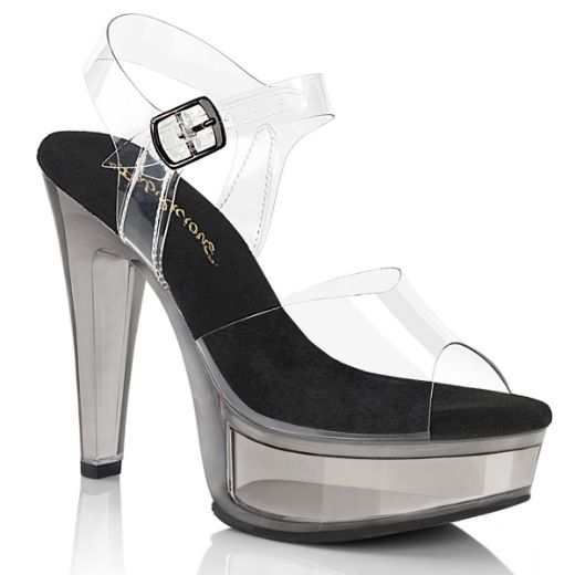 Product image of Fabulicious MARTINI-508 Clr-Blk/Smoke Tinted 5 Inch Heel 1 3/4 Inch PF Ankle Strap Sandal