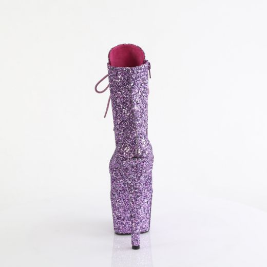 Product image of Pleaser ADORE-1020GWR Lavender Glitter/Lavender Glitter 7 Inch Heel 2 3/4 Inch PF Lace-Up Glitter Ankle Boot Side Zip