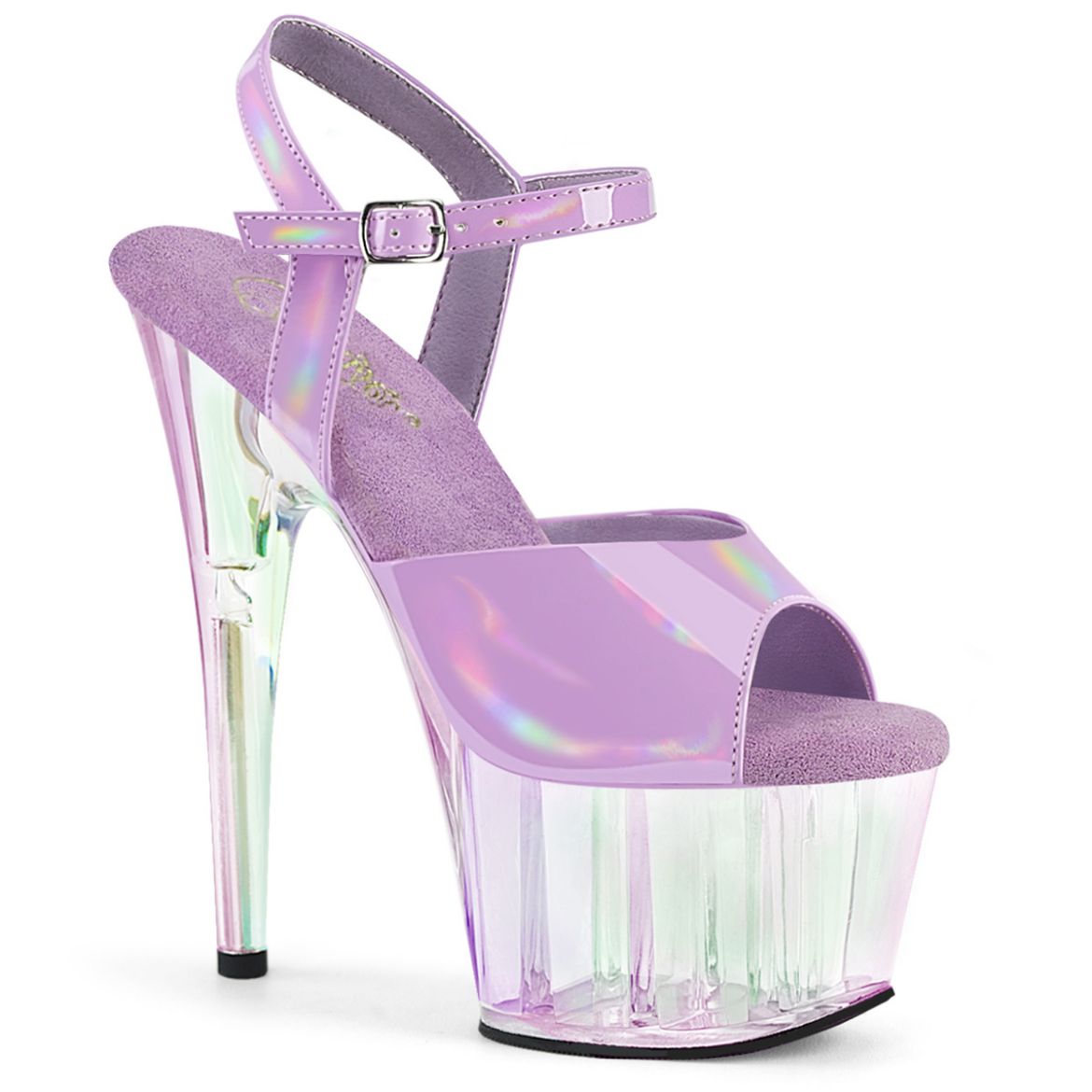Product image of Pleaser ADORE-709HT Lavender Holo/Holo Tinted 7 Inch Heel 2 3/4 Inch Tinted PF Ankle Strap Sandal