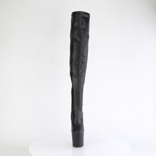 Product image of Pleaser CRAZE-3000 Blk Str. Faux Leather/Blk Matte 8 Inch Heelless 3 Inch PF Stretch Thigh Boot Inside Zip