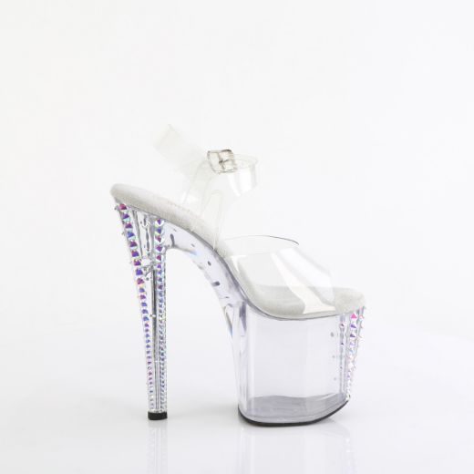 Product image of Pleaser ENCHANT-708RS-02 Clr/Clr-AB RS 8 Inch Heel 3 3/4 Inch PF Rhinestone Studded Ankle Strap Sandal