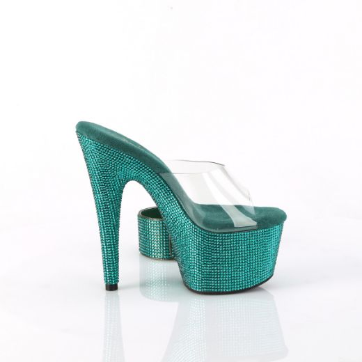 Product image of Pleaser BEJEWELED-712RS Clr/Green RS 7 Inch Heel 2 3/4 Inch PF RS Embellished Slide w/Matching Cuff