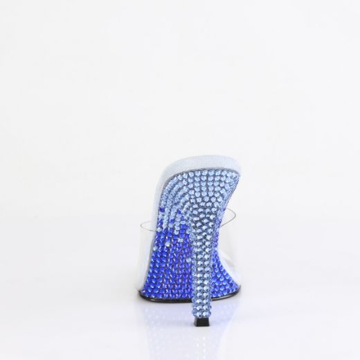 Product image of Fabulicious GALA-01DMM Clr/B. Blue Multi RS 4 1/2 Inch Heel Slide w/ Two Tone RS