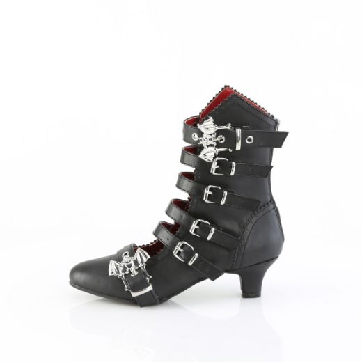 Product image of Demoniacult FLORA-1035 Blk Vegan Leather 5 Inch Heel 1 1/2 Inch Concealed PF Maryjane Pump w/ Spat