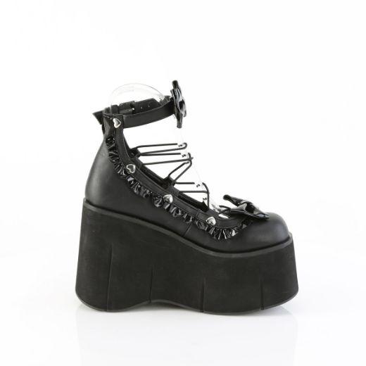 Product image of Demoniacult KERA-18 Blk Vegan Leather 4 1/2 Inch Platform Wrap Around Ankle Shoe