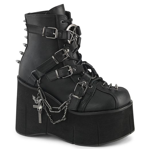 Product image of Demoniacult KERA-68 Blk Vegan Leather 4 1/2 Inch Platform Lace-Up Ankle BootInside Metal Zip