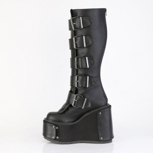Product image of Demoniacult TRANSFORMER-800 Blk Vegan Leather 5 1/2 Inch Wedge PF Boot w/ Interchangeable Panels Back Zip