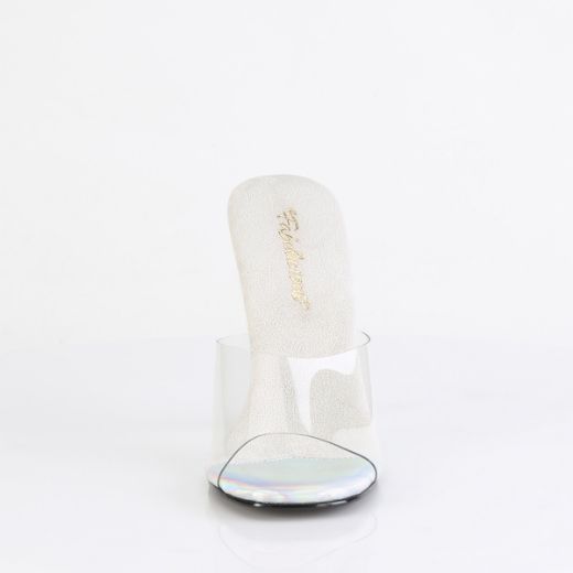 Product image of Fabulicious GALA-01DML Clr/Slv AB RS 4 1/2 Inch Heel Slide w/Large (4MM) RS