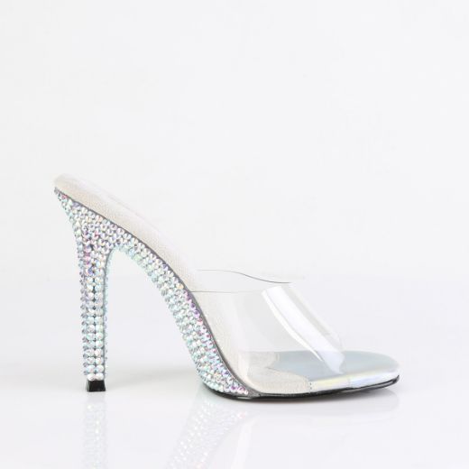 Product image of Fabulicious GALA-01DML Clr/Slv AB RS 4 1/2 Inch Heel Slide w/Large (4MM) RS